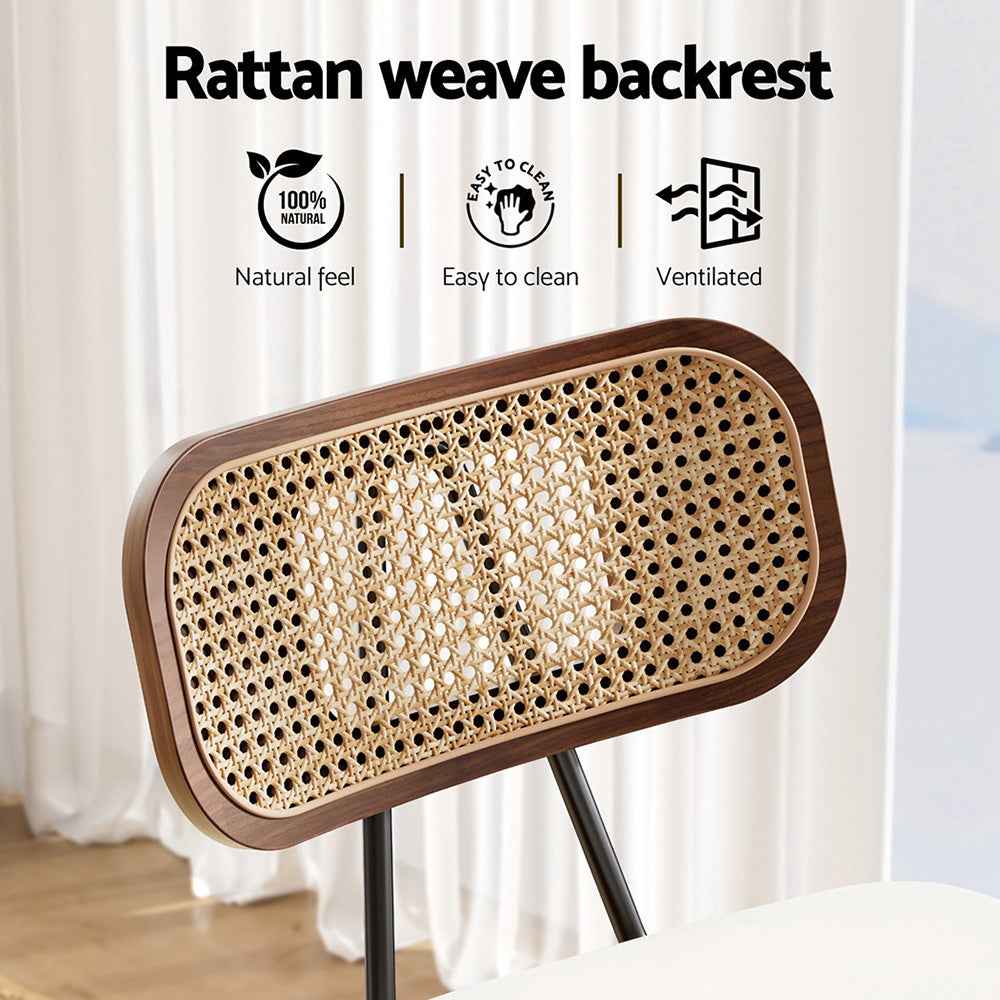 2x Artiss Bar Stools Kitchen Counter Rattan Chairs PU Leather Padding