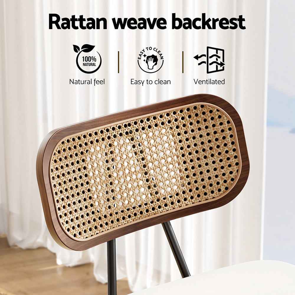 4x Artiss Bar Stools Kitchen Counter Rattan Chairs PU Leather Padding
