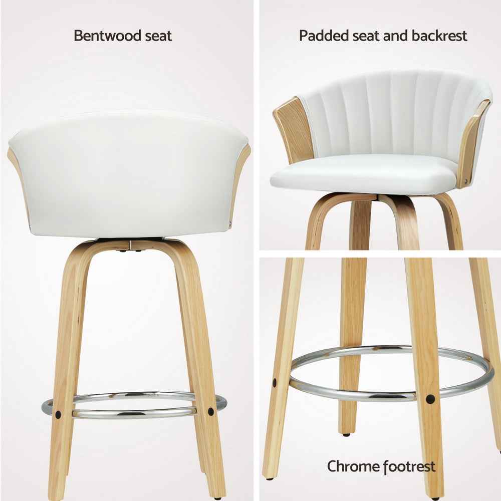 Artiss 4x Bar Stools Swivel Leather Chairs Wooden