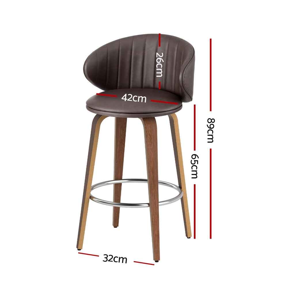 4x Artiss Bar Stools Dining Chairs Contoured Leather Wood Stool