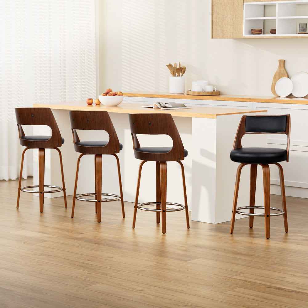 Artiss 4x Bar Stools Swivel Leather Chair 65cm