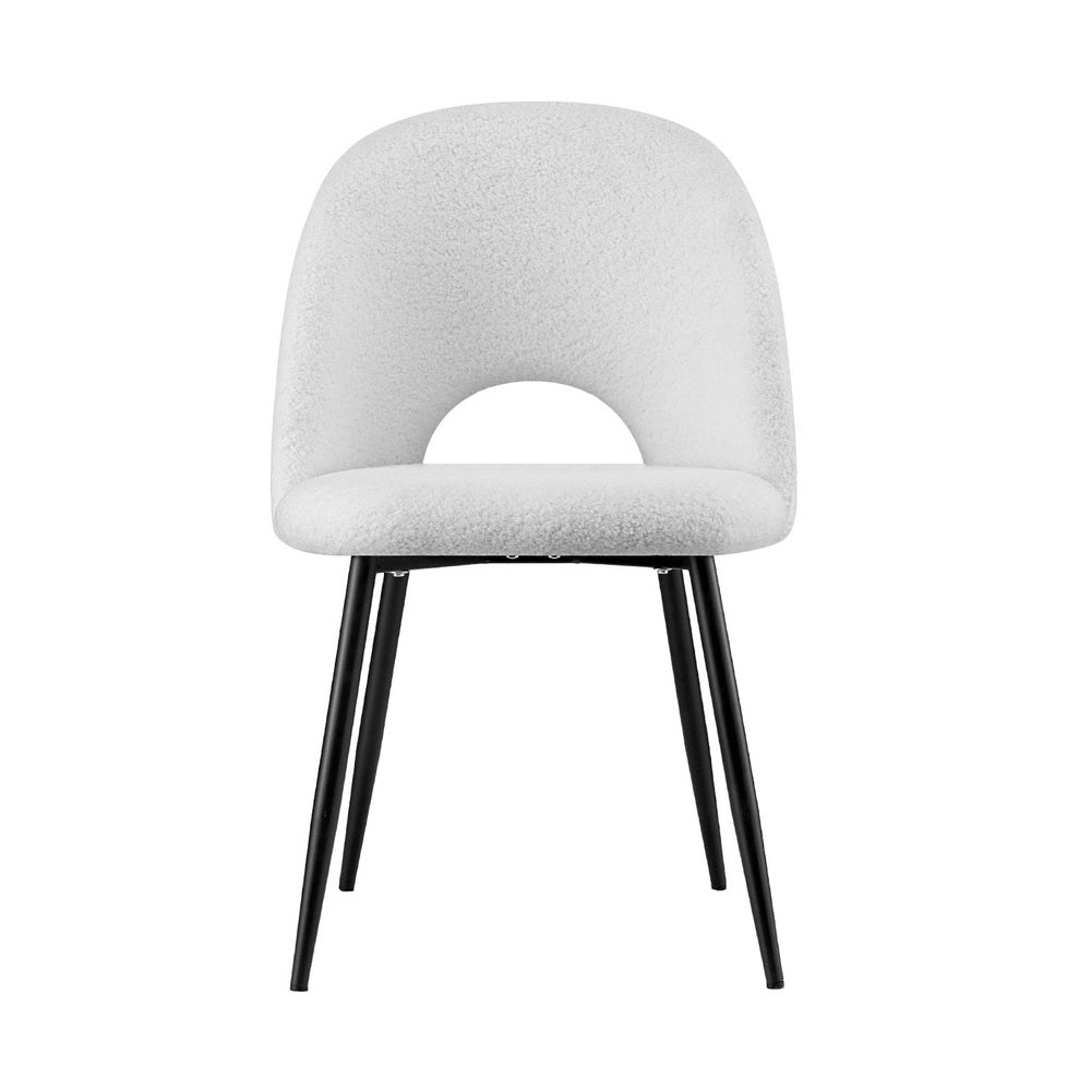1 Set of 2 Artiss Dining Chair Boucle Sherpa