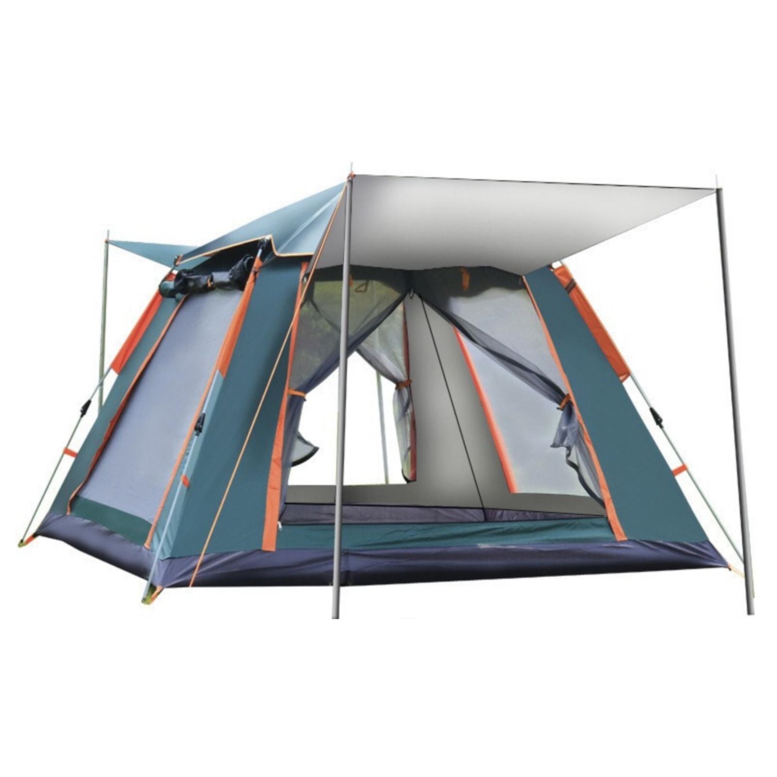 Instant Pop Up Tent For Hiking 2/3/4 Person Camping Tents, Waterproof Windproof Family Tent With Top Rainfly, Easy Set Up, Portable With Carry Bag, With UV Protection / GREEN-ORANGE